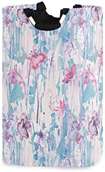 Tároló Kosár Akvarell Minta Virágok Rózsaszín Kék Szennyesben Összecsukható Extra Nagy Játék Gyerekszoba tárolóban a Gyerekek