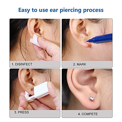 Fül Piercing Kit - 4 Csomag Egyéni Fül Piercing Fegyvert Egyéni Fül Piercing Pisztoly Készlet Biztonsági Fül Piercing Pisztoly Készlet,