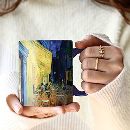 RainCaper van Gogh Kávézó Terasz Nagy Porcelán képzőművészeti Kávé, Tea Bögrét Otthon, Irodában, 11 Oz, Mosogatógép, Mikrohullámú Biztonságos