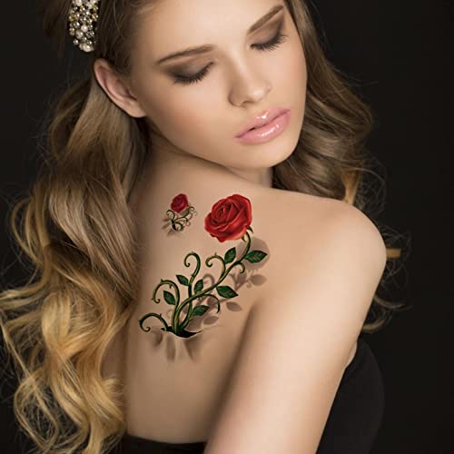 Virágok Ideiglenes Tetoválás Matricák, Rózsa, Pillangók, Színes, Kevert Stílusú Body Art Ideiglenes Tetoválás a Nők, Lányok, Gyerekek,