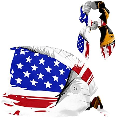Amerikai Zászló Állítható Bouffant Sapkák Kalapok Dolgozik Sapka Íj Haj Hajgumi