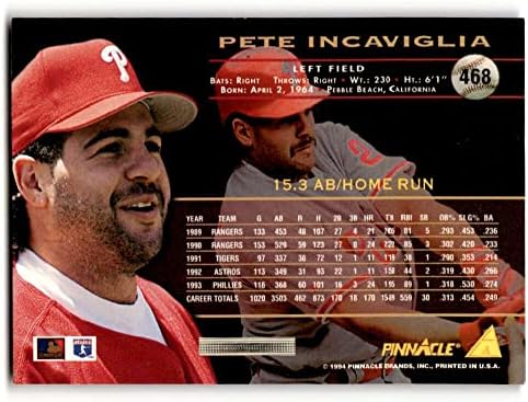 1994-ben, Pinnacle 468 Pete Incaviglia NM Baseball Kártya