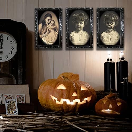 Halloween Dekoráció 3D Változó Arca Mozgó Kép, Portré, Horror, Portré, Dekorációs Kísérteties Képkeret Horror Party Vár Ház, Otthon Dekoráció,