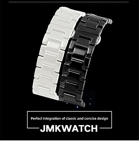 JAHH Nézni Csere-Pánt Watchband Kerámia Szíj 20 mm 22mm Nézni Zenekar Heveder az Óra Karkötő Fekete/Fehér (Szín : Fehér, Méret : 22mm)
