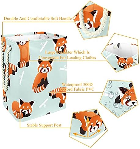 Aranyos Narancssárga Panda Bambusz Minta Nagy Szennyesben, Könnyű Fogantyú, Vízálló, Összehajtható Kosárban A Tárolók Gyerek Szoba Haza