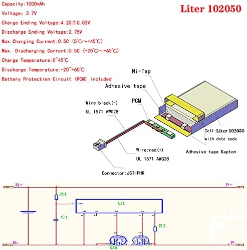 Liter energybattery 3,7 V Lipo Akkumulátor 1000mAh Újratölthető Lítium-ion Polimer Akkumulátor 102050 Lítium-ion Polimer Akkumulátor JST Csatlakozó