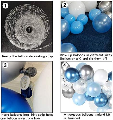 104pc Kék Lufit Arch Garland Készlet, Kék-Ezüst Lufi Navy, Royal Kék Ballon Ezüst Metál Lufi Baby Shower Kék Születésnapi Lufi Esküvői