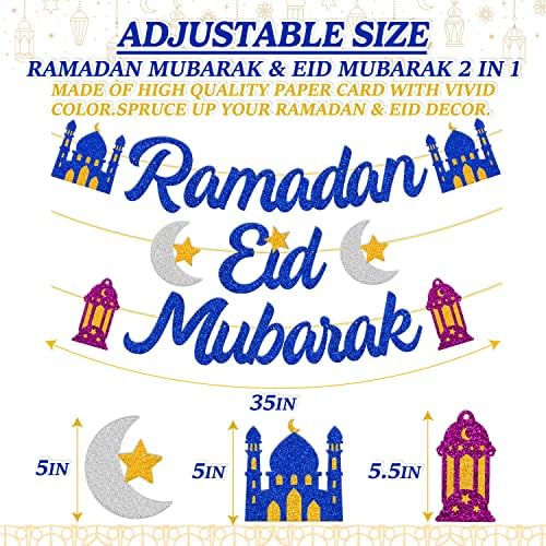 Ramadán Dekoráció Ramadan Eid Mubarak Banner Ramadam Kareem Dekoráció Eid Ramadan Dekoráció Otthon 2 az 1-ben Boldog Ramadan