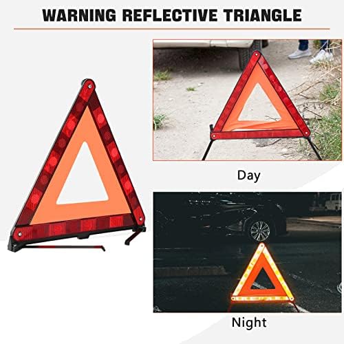 DASBET elakadásjelző Háromszögek | Közúti Biztonsági Háromszög, 3 Csomag Összecsukható Figyelmeztetés Fényvisszaverő Háromszög