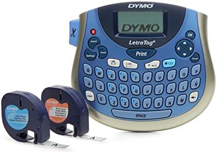 DYMO LetraTag LT-100T Plus Kompakt, Hordozható feliratozógép a QWERTY Billentyűzet (1733013),Ezüst/Kék