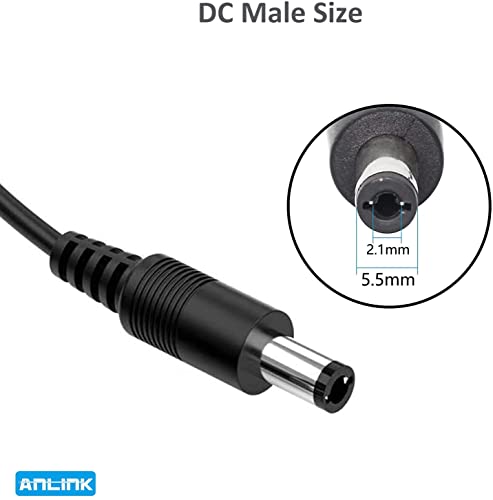 ANLINK EGYENÁRAMÚ Elosztó Kábel-2 Csomag Fekete, 1 Nő, 2 Férfi 5.5 mm*2.1 mm Teljesítmény Kimeneti Adapter Kábel CCTV Biztonsági
