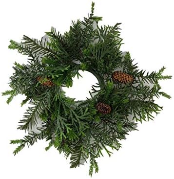 Ünnepi Dekoráció, Karácsonyi Gyertya Gyűrűk Parasztház Zöld Műanyag Hamis Boróka 12 inch