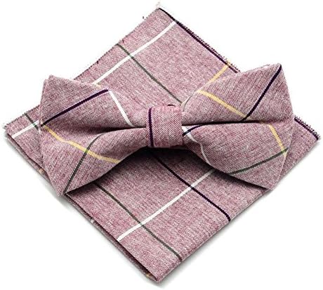 Secdtie Férfi Előzetes Kockás nyakkendő Szmoking Nyak Csokornyakkendő Alkalmi csokornyakkendőt zsebkendő Készlet