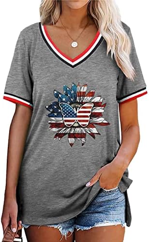 Amerikai Zászló Tartály Ing a Nők Hazafias Póló Nyomtatás Sleeve Póló Rövid Ujjú Tunika Maximum