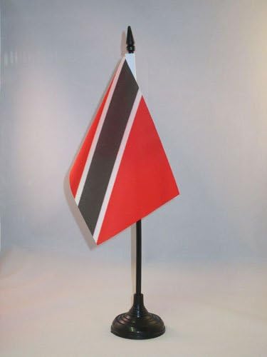 AZ ZÁSZLÓ Trinidad and Tobago Táblázat Zászló 4 x 6 - Tobagonian Asztal Zászló 15 x 10 cm - es Fekete Műanyag pálca, Bázis