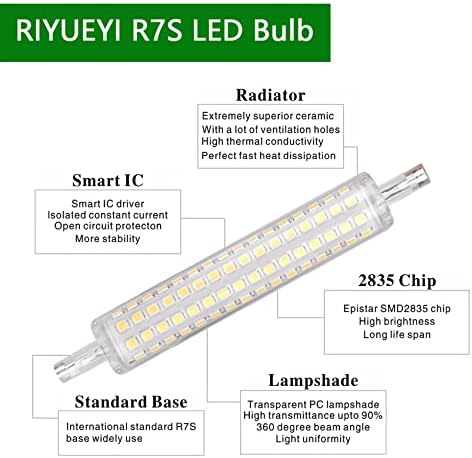 Izzó R7s 118mm LED hideg Fehér 6000K J118 LED Csere Biztonsági Árvíz Izzó R7s LED 118mm 100W Egyenértékű R7s Lineáris Halogén Floodlight
