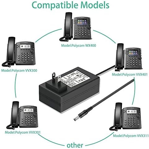 48V Adapter Polycom VVX500 / VVX 411 Tápegység Alkalmas Polycom IP Telefonok VVX 300, 400, 500, 600, Alkalmas Avaya Telefonok, 1110,