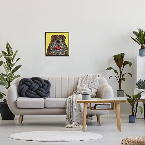 Stupell Iparágak Mosolyogva Bulldog Merész Kreatív Mandala Minták, Formák, Keretes Wall Art, Design By Valentina Harper