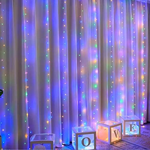 Távirányító Függöny Fények Csatlakoztassa a Függöny Lámpák Kültéri,300 LED-es Ablak Falon Lógó Függöny String Fény Hálószoba lakodalom