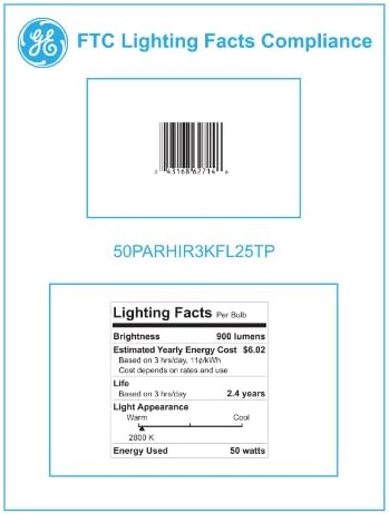 A GE Lighting 62714 energiatakarékos Halogén 50 (75 wattos Csere) Izzó, 1 Gróf (Csomag 1), Ezüst