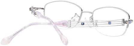 HELES Női Félig Keret nélküli Ovális Fém Ötvözet Olvasó Szemüveg Anti-Reflection UV Bevonat Egységes elképzelés Lencse Szemüveg Olvasó-Ezüst&Lila||Plano