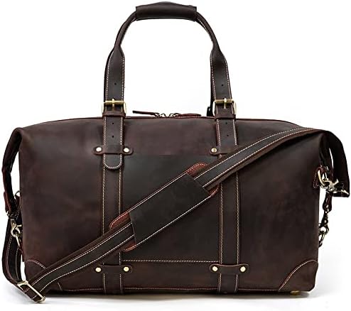 LEPSJGC Nagy Kapacitású Bőrönd Táska Férfi Utazási Táska Retro Táska Fitness Váll Messenger Bag (Szín : Egy, Méret : 29 * 50 * 23cm)