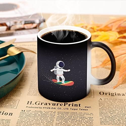Vicces Űrhajós Univerzum Elszíneződés Bögrék színváltó Üveg Kerámia hőérzékeny Kávés Csésze Nyomtatott Minta Egy Méret