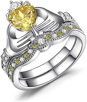 2023 Új Ajándék Fehér Kő Ékszer Kézzel készített Vágott Luxus Gyűrű, Eljegyzési Gyűrűk, Ékszerek, a Nők Vintage (Sárga, 10)