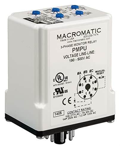 Macromatic PMPU 3 Fázis Monitor Relé, Spdt, 500Vac, 8 Pin