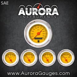 Aurora Eszközök 1162 Verseny Sárga SAE 5-Es Szett (Narancs Vintage Tűk, a Chrome Trim Gyűrűk, Stílus Készlet Telepítve)