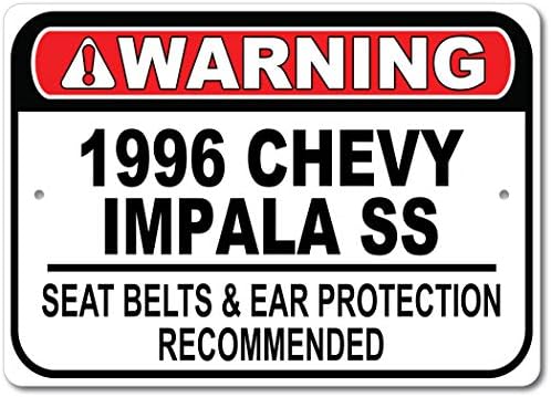 1996 96 Chevy Impala SS biztonsági Öv Ajánlott Gyors Autó Alá, Fém Garázs Tábla, Fali Dekor, GM Autó Jel - 10x14 cm