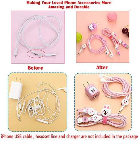 ZOSTLAND DIY Védők Pink Kitty Egyetlen adatkábel USB Töltő Adatok Vonal Fülhallgató Drót Saver Protector Kompatibilis az iPhone 5 5S SE
