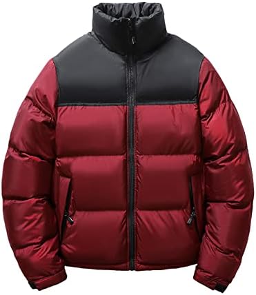 OSTELY Férfi s Téli Dzseki Patchwork Kabát Könnyű Hosszú Ujjú Teljes Zip jacket Puffer Outwear Ruhát Ski