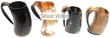 Sifaat Világ Klasszikus Kézműves Viking Közepes & Nagy Ivás Horn Bögre, Csésze szett(4),2Black & 2 Természetes