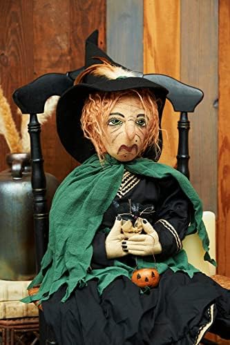 C&F Home Halloween Yolanda Boszorkány Fekete Macska Nagy népművészet Baba Gyűjthető, Joe Spencer Összegyűjtött Hagyományok lakberendezés