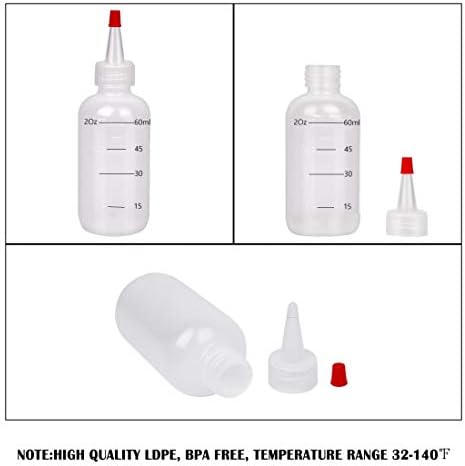 Holotap 18 Pack 2 OZ Üres Műanyag flakon, Vörös Tipp Caps Műanyag fecskendő Üveg az Arts & Crafts, Ragasztó, Többcélú 15 Kréta