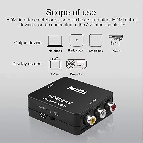 HDMI-Kompatibilis AV Scaler Adapter HD Video Kompozit Átalakító Doboz HD-RCA AV/CVSB L/R Videót 1080P Támogatja a NTSC, PAL