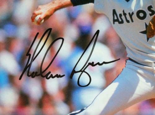 Nolan Ryan Dedikált Astros 8x10 HM Dobó Horz Fotó - AIV Hologram *Fekete - Dedikált MLB Fotók