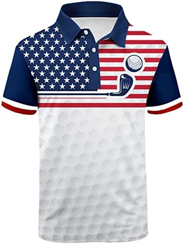 ZITY Férfi Amerikai Zászlós Póló Csíkos Tenisz, Golf Pólók Rövid Ujjú Nyomtatott Pólók Férfi