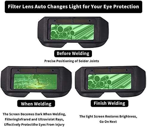 T TOVIA LCD Hegesztő Szemüveg Biztonsági Védő Napelemes automatikusan Sötétedő Hegesztő Szemüveg Állítható Árnyékban, 2 Érzékelők Hegesztő