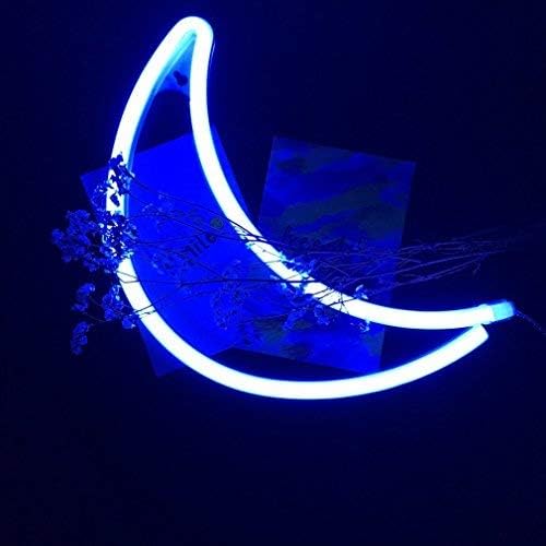 QiaoFei Dekoratív Crescent Moon Neon Fény,Aranyos, Kék LED Hold Alakú Jel Dekor Fény,Sátor jelei/Fali Dekoráció, Karácsonyi,Születésnapi