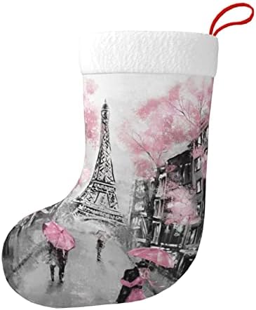 Augenstern Karácsonyi Harisnya Párizsi Eiffel-Torony Rózsaszín Virágos Kétoldalas Kandalló Harisnya