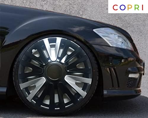Copri Készlet 4 Kerék Fedezze 13 Coll Ezüst-Fekete Dísztárcsa Snap-On Illik Peugeot