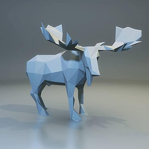 WLL-DP Karácsonyi Jávorszarvas Modellezés Papír Szobor 3D Papír Kézműves DIY Papír Trófea Kreatív Papír Modell Geometriai Origami Puzzle lakberendezési