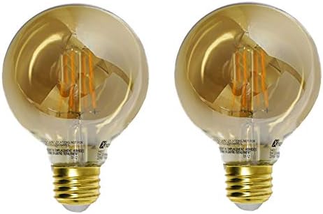 Xtricity Vintage G25 LED Globe Izzók, Szabályozható, Sárga Üveg, 5W (40W Csere), 2200K Puha, Fehér, 350 Lumenes, E26 Gömb Izzó, 120V (2 Csomag)