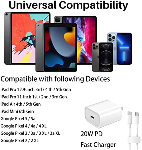 20W USB-C Töltő iPad Pro 12.9-es, 5. 4. 3. Generációs 11-es 1. 2. 3. (2021/2020/2018) Kompatibilis a Google Pixel 5 5a 4 XL