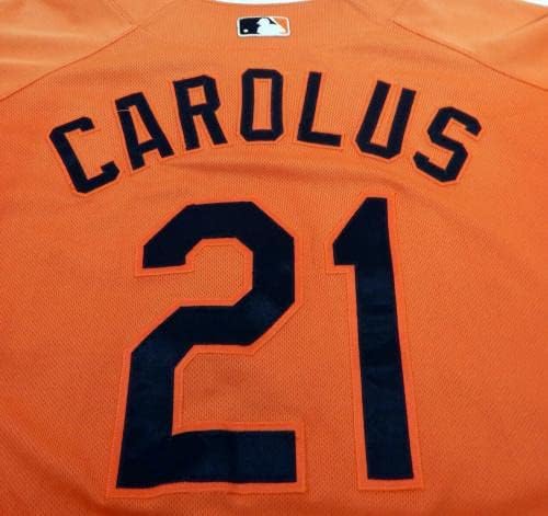 2007-08-Baltimore Orioles Levi Carolus 21 Játékban Használt Narancssárga Mez BP Ext ST 46 - Játék Használt MLB Mezek