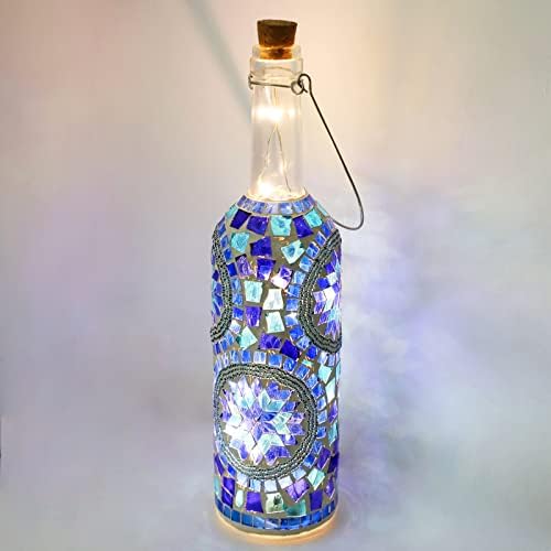 Holitown Boros Üveg Lámpák, Kézzel készített Mozaik Üveg Lámpás Powered by 2 AA Elem, Dekoratív Lámpák, Parti, lakberendezés, Karácsony, Esküvő,