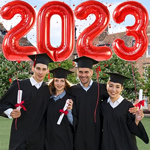 2023 Piros Lufi érettségire Parti Dekoráció - 40 Hüvelyk Nagy Méretű Fólia Szám Lufi a 2023, középiskola, Főiskola Végzős Parti Dekoráció