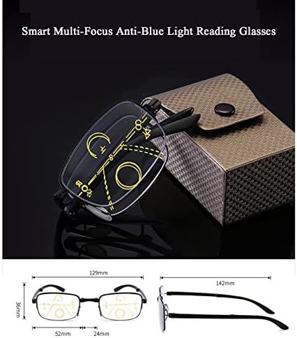 Összecsukható Progresszív Multifocus Olvasó Szemüveg, Könnyű TR90 Keret Kék Fény Blokkoló Számítógép Olvasó Szemüveg (Szín : Fekete, Méret